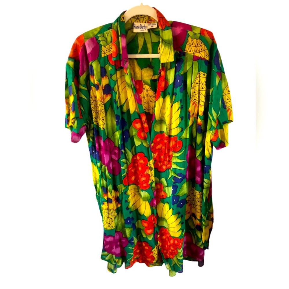 😎 Vintage Rene Derhy Paris shirt dress bathing suit cover up